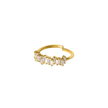 Purelei Powder Ring (Gold, Silber), Damen Ring Silber 18K vergoldet, Wasserfester Ring mit asymmetrischen Schmucksteinen, größenverstellbar, Geschenk für Damen (M/L, Rosegold) im Sale